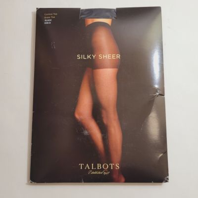 NIP NEW Talbots Silky Sheer Control Top Sheer Toe Pantyhose Black Size B