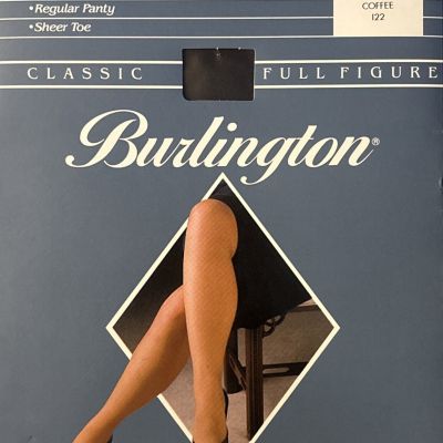 VTG Burlington Classic Full Figure COFFEE I22 Basic Sheer Pantyhose Size Queen 2