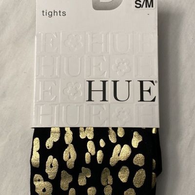 Hue 79001 Tights ~ Size S/M ~ Color Metallic Foil Leopard/Black