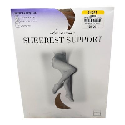 JCPenney Sheer Caress Sheerest Support Leg Pantyhose Short Little Beige