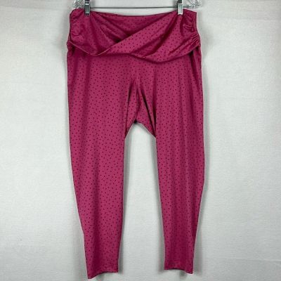 Nike Dri-Fit Womens Crossover High Rise Leggings Size XXL Pink Polka Dot Yoga