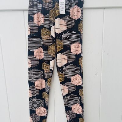 Agnes and Dora Multi Geometric Pattern Leggings Black Tan Beige S/M 4-12 NWT!