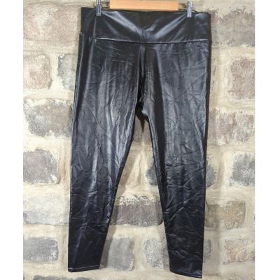 No Brand Leggings Woman's XXL Faux Leather Hi-Rise Black Stretch Shiny Party