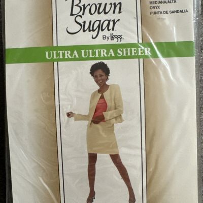 Brown Sugar Leggs Medium/Tall Ultra Ultra Sheer Regular Panty Jet Black NEW NIP