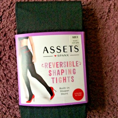 Spanx size 3 Reversible Black/Dark Grey Shaping Tights  Style 1602 NWT