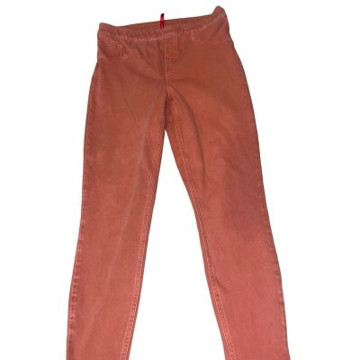 Spanx Jean-ish Legging Women Size Large Coral Pull On Stretch Skinny Ankle Denim