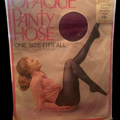 Vintage Opaque Panty Hose Purple Plum Tights Average One Size