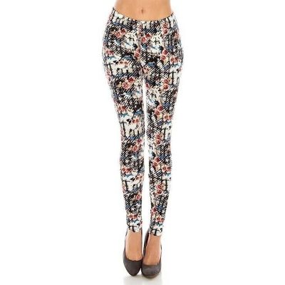 Plus Size Black & White Floral Print Leggings