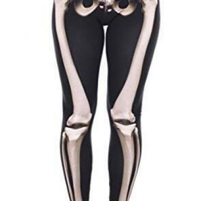 Women's Girls Fashion Digital Print Stretch Leggings Full One Size Bones-2