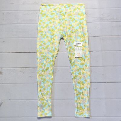 NWT - Lularoe - Women’s Pastel Yellow & Grey Floral Leggings - Size Tall & Curvy