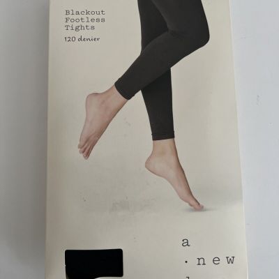 A New Day - Women's Blackout Footless Tights - 120 Denier - 1X/2X - Ebony NEW