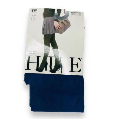 NWT Hue Womens Opaque Tights 1 Pair Size 1 Imperial Blue New