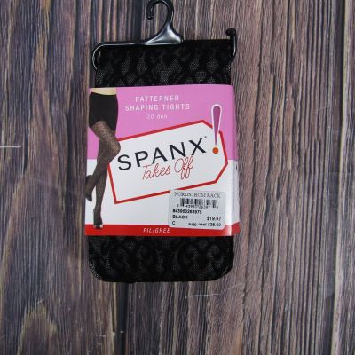 SPANX Takes Off Womens Patterned Shaping Tights NWT Filigree - Size C Black