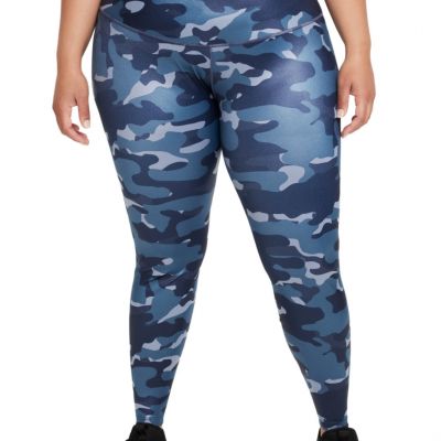 NIKE Women's Dri-FIT One Mid Rise Full Length Camo Leggings Plus Size 2X Blue