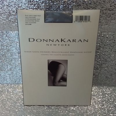 DONNA KARAN PALE GREY TALL SHEER SATIN CONTROL TOP HOSIERY