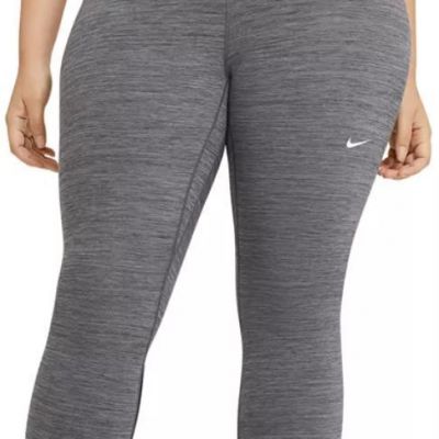 Nike Plus Size Pro Cropped Leggings, Black Heather/White, Size: 1X -  2X - 3X.