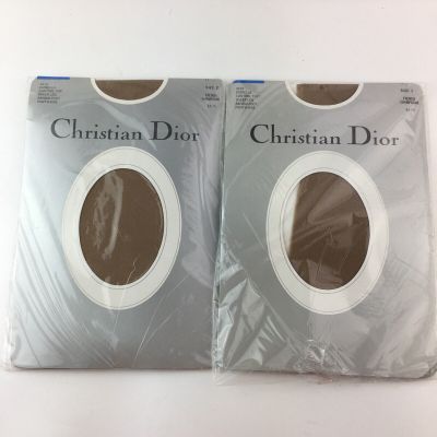 Lot of 2 Christian Dior Pantyhose Diorella French Champagne Size 2  Sandal NEW