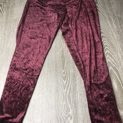 Vintage Stefano International Leggings Plus Size Wine Crushed Velvet Sz 14/16W