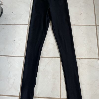 AMERICAN APPAREL NEW! Black Shiny High Rise Disco Leggings Sz XS