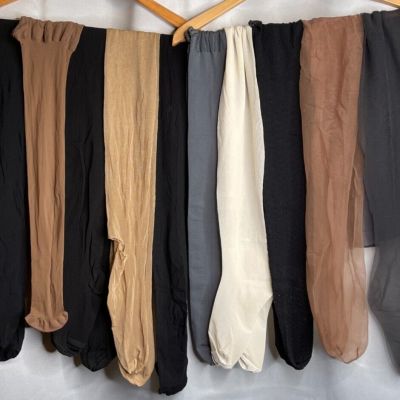 MIXED LOT OF 10 ASSORTED PANTYHOSE & TIGHTS IN VARIOUS COLORS & SIZES [241228A]