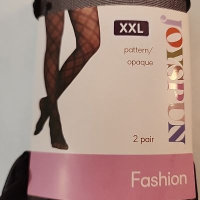 Joyspun Fashion tights black dotted sheer navy opaque size XXL 2pair NIP!!!