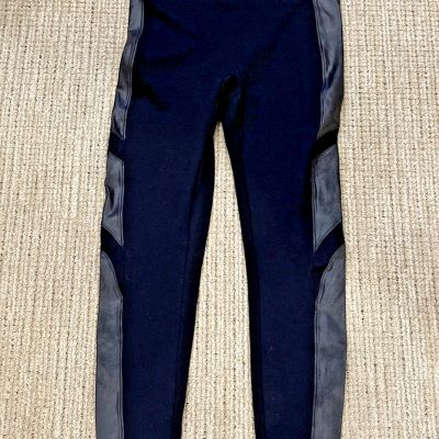 Spanx Leggings Womens Large Moto Faux Leather Side Stripe Ankle Seamless