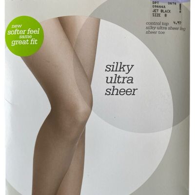 Nordstrom Rack Silky Ultra Sheer Pantyhose Size B Jet Black Control Top