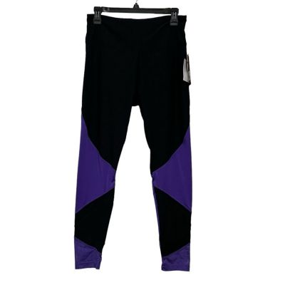 Bally Total Fitness Black & Purple Capri Leggings Size Large NWT