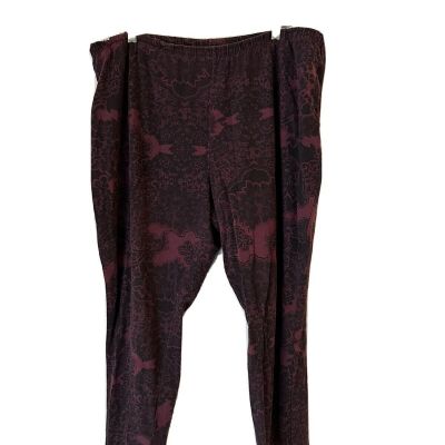 Roamans Plus Size 26-28 Burgundy/Black Leggings