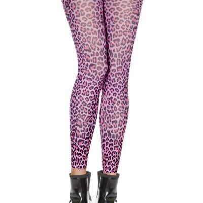 Pink Leopard Print Footless Tights