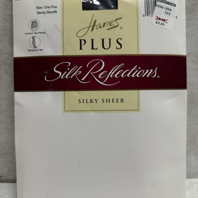 Vintage Hanes Plus Silk Reflections Silky Sheer One 1 Plus Barely Black 00P16