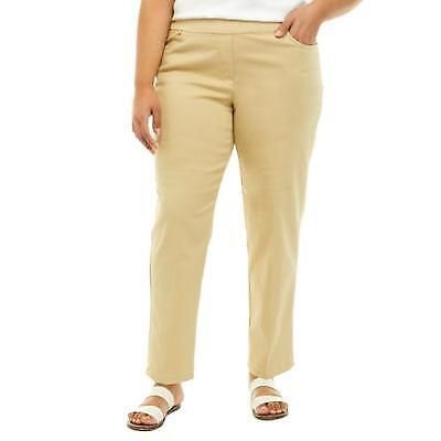 Alfred Dunner Plus Size Super Stretch Mid-Rise Average Length Pant - Stone 24W