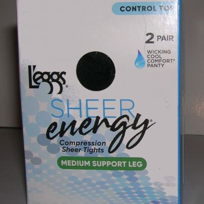 Leggs 2 Pair Compression Sheer Pantyhose Size B Control Top Wicking Cool Comfort