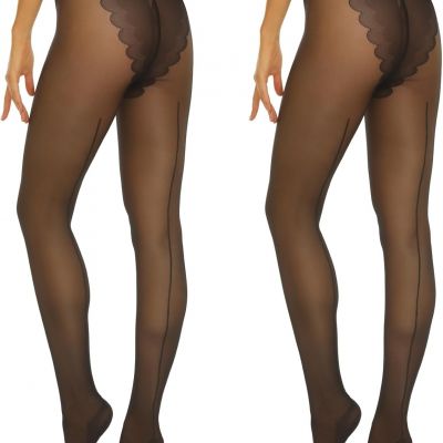 Pantyhose for Women Backseam High Waist Stockings Nylon Sheer Tights 2Pairs B...