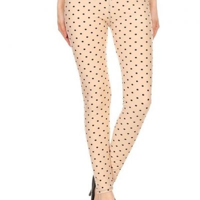 Black Polka Dot Beige Leggings in Regular & Plus Size by Leggings Depot