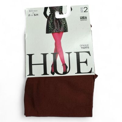 HUE Womens Opaque Tights Size 2 (120-170 Lbs) Nutmeg 1 Pair Nylon Blend NEW