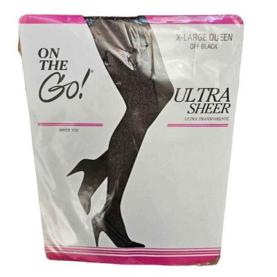 On The Go! Women's Ultra Sheer Off Black X-Large Queen Pantyhose 1 Pair Sheer