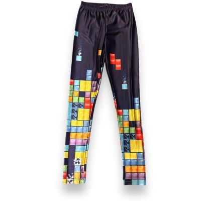 WOMENS TETRIS GAMING DESIGN STRETCH LEGGINGS Size Medium