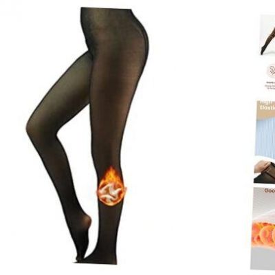 X-CHENG Fleece Lined Tights Sheer Women - Fake Translucent Warm Medium Black