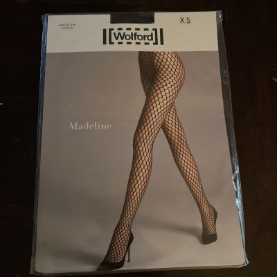 NEW Wolford Tights Madeline Fishnet Stockings Pantyhose Lingerie Black XSMALL XS