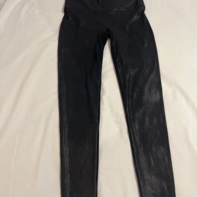 Spanx Women’s Size XL Black High Waist Stretch Pull On Faux Leather Leggings