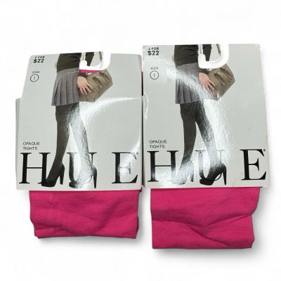 Hue Womens Opaque Tights 2 Pairs Size 1 Perfect Pink New