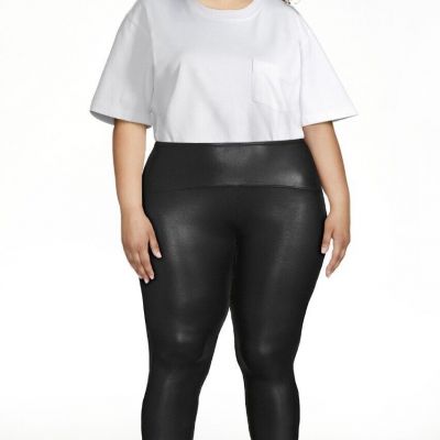 Time and Tru Women's Size XXXL (22) High Rise Faux Leather Leggings In Black