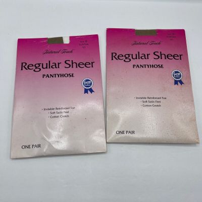 Vintage Natural Touch Regular Sheer Panty Hose Size B Suntan 121 2 Pair