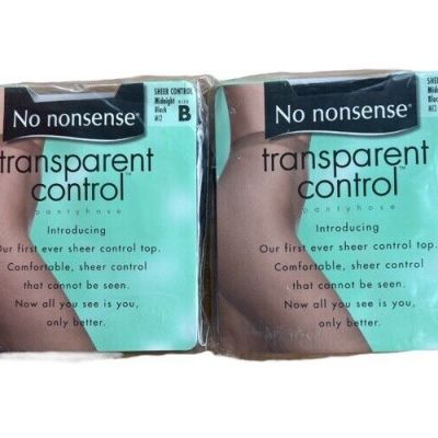 No Nonsense Transparent Control Pantyhose Sheer Control Midnight Black B 2 Pair