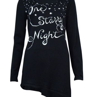 Style & Co. Women's One Starry Night Tunic Sweater Deep Black M