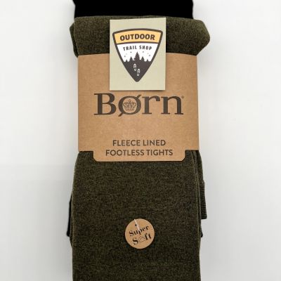 Born Fleece Lined Footless Tights Black & Olive 2 pack Soft NWTs Med/Large