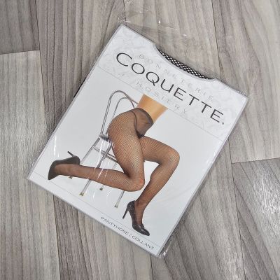 Coquette Black Fishnet Pantyhose Tights One Size