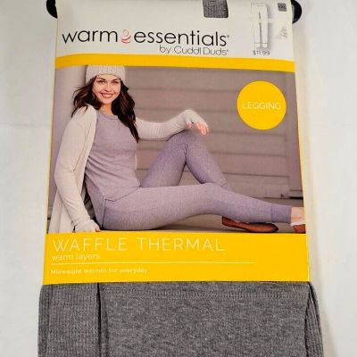 Cuddl Duds Women's Gray Soft Waffle Knit Stretch Thermal Legging Size XXL