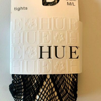 HUE Tights M/L LACY HERRINGBONE Sheer Black U11558 Italy Med Large NWT